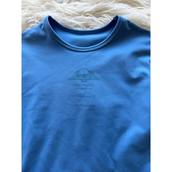 SKIMS Civil Regime No Tomorrow Sofie Crop Tee Blue Size XS - Image 4
