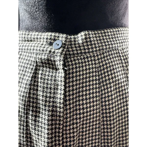 Vintage P Collections Houndstooth Pleated Midi Skirt 10 Made USA Preppy 90s - Image 4