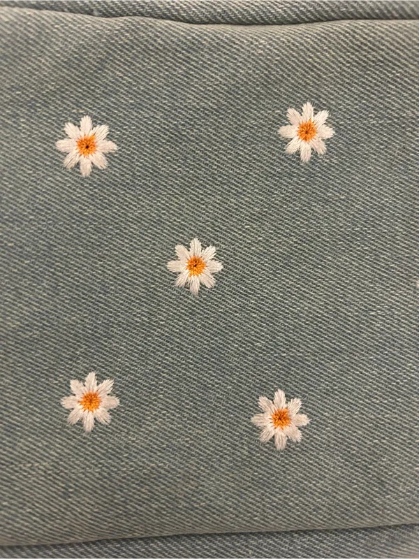 Daisy Embroidered Travel Pouch in Light Teal - Image 2