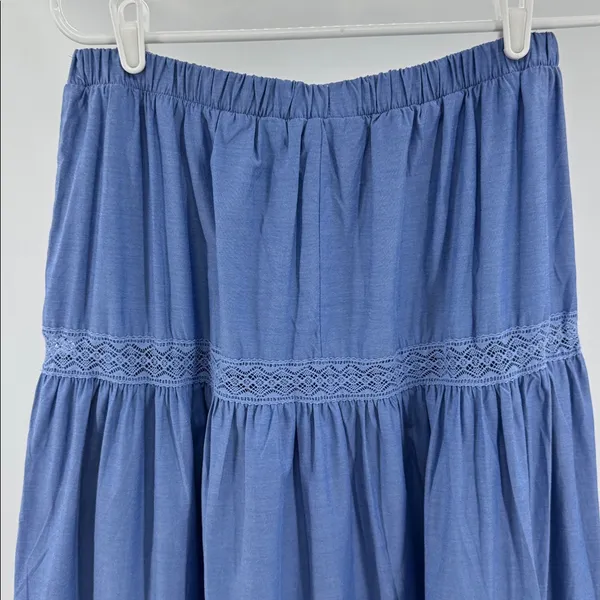Francesca's Collections Blue Maxi Skirt Lace Accent western boho country cottage - Image 8