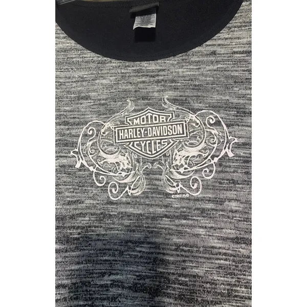 Harley Davidson women's small gray space dye shirt 3/4 sleeve - Image 2