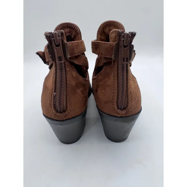 Soda 7 Brown Ankle‎ Boots Women's Faux Suede Cutout Buckle Western - Image 8