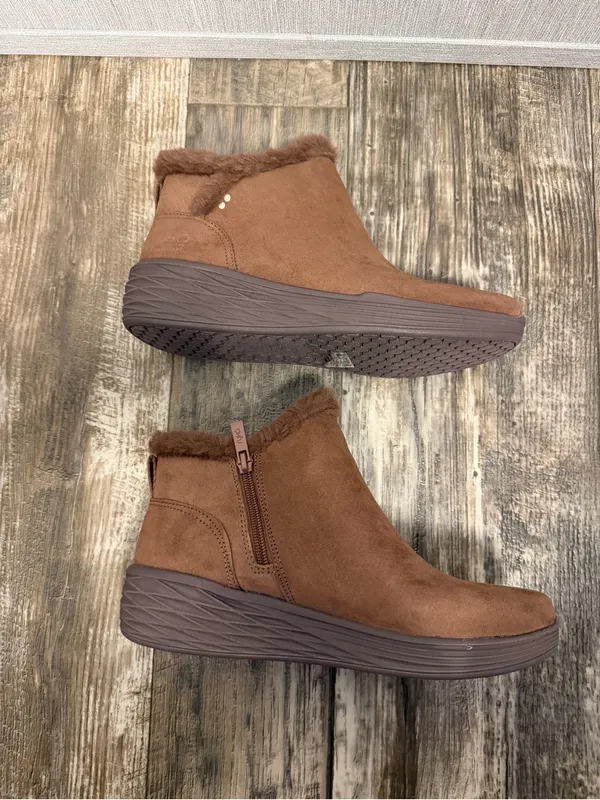 Ryka Brown Faux-Suede Fur-Trim Ankle Booties Size 8 - Image 13