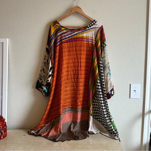Vintage Funky Patchwork Oversized Tunic Top Red Size undefined - Image 6