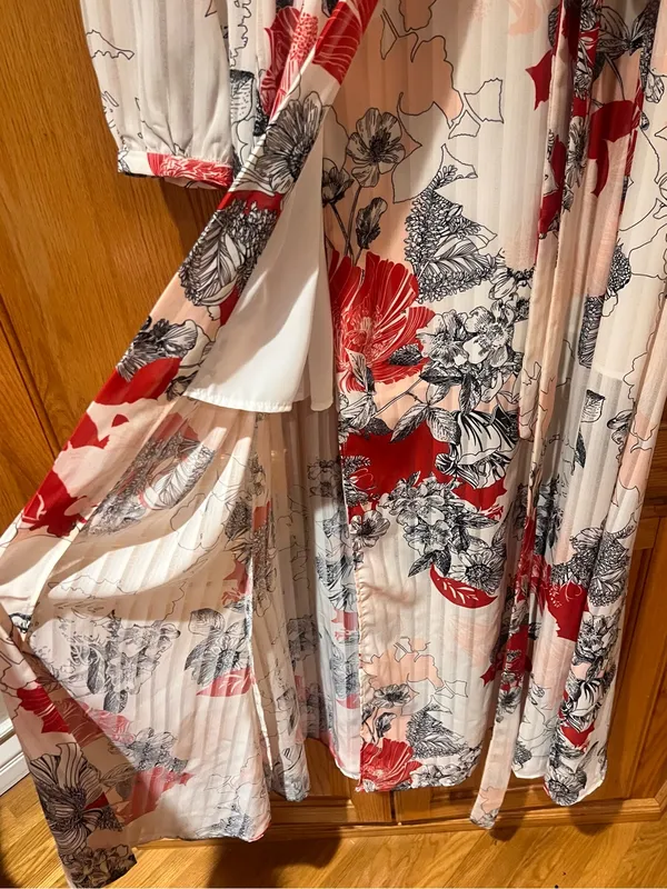 Anthropologie Hutch Giselle Floral Chiffon‎ Wrap Maxi Dress Red Jardin Sz Medium - Image 12