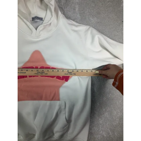 Aelfric Eden Women's Small Star Graphic Pullover Hoodie Cream Pink Chenille Y2K* - Image 5