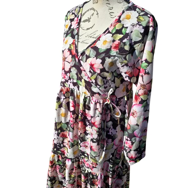 ASOS Maternity NWT Floral Faux‎ Wrap Midi Dress Long Sleeve Size 2 - Image 5