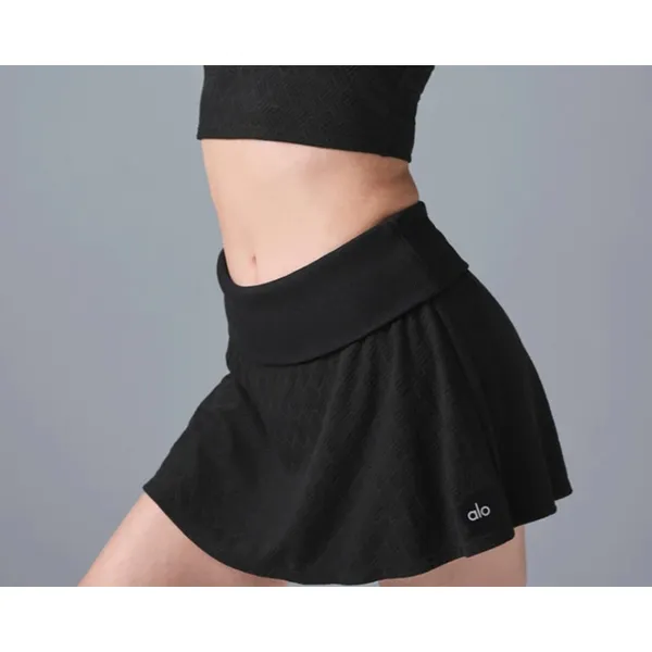 Alo Yoga Doubles Only Knit Black Athletic Tennis Skirt Size S - Image 2