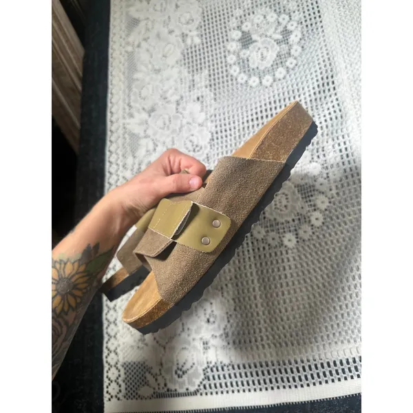 Birkenstock Kyoto Taupe Suede Slides - Image 6
