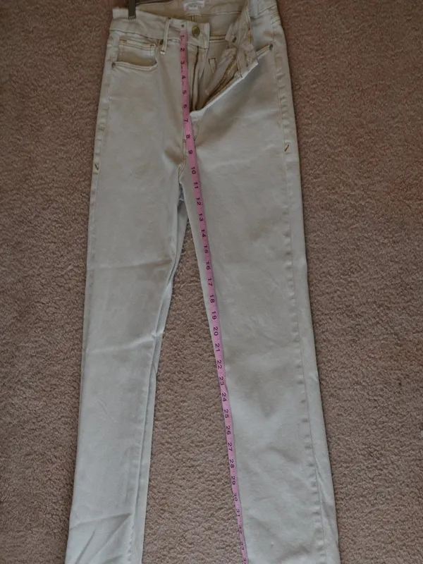 Good American Good Classic Jeans Womens 10 Bone Beige Skinny Ankle Slit Stretch - Image 11
