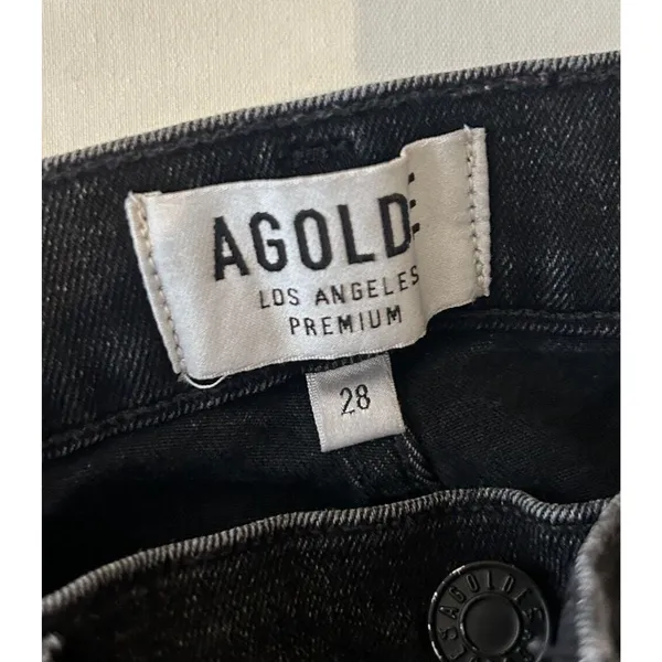 AGOLDE Sophie Crop High Rise‎ Black Denim Raw Hem Skinny Leg Jeans Size 28 - Image 3