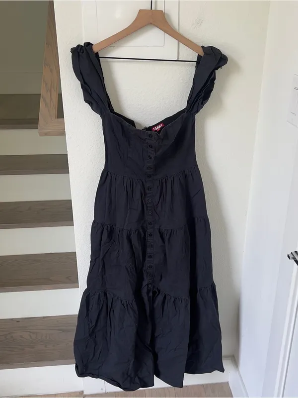 Staud Elio Off The Shoulder Dress in Black - Image 3