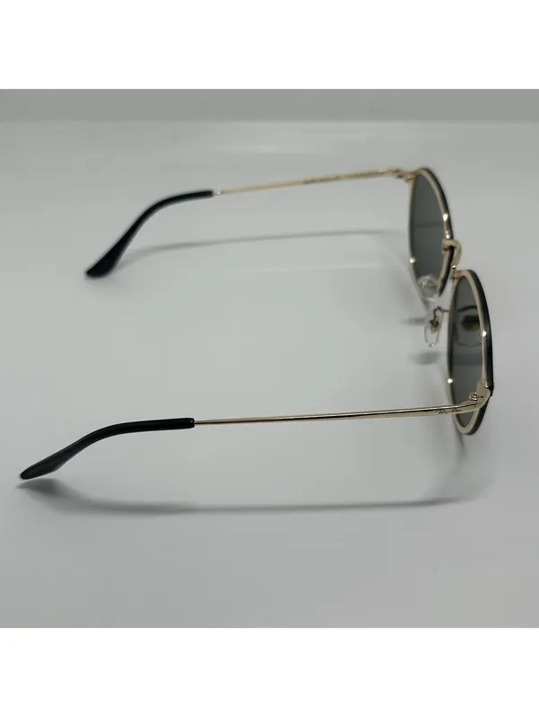 Ray-Ban RB3574 Black and Gold Round Sunglasses with Green Lenses - Image 10
