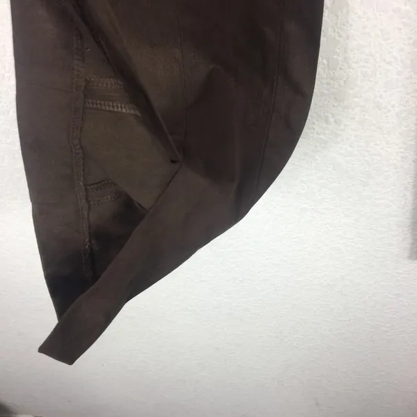 Good American Chocolate Brown Faux Suede Pant Size 8 Boss Split Hem Straight Leg - Image 13