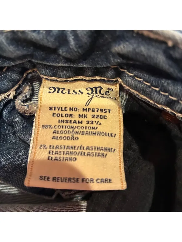 Miss Me Size 27 Embroidered Cross Pockets Western Mid Rise Straight Leg Jeans - Image 2