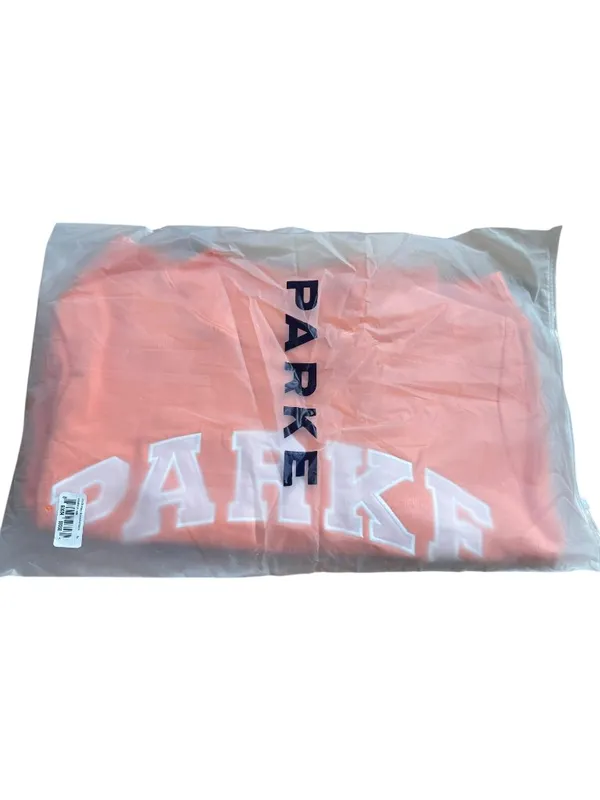 PARKE Varsity Mockneck Sweatshirt Creamsicle Orange + Rose Pink Small/Medium NWT - Image 3