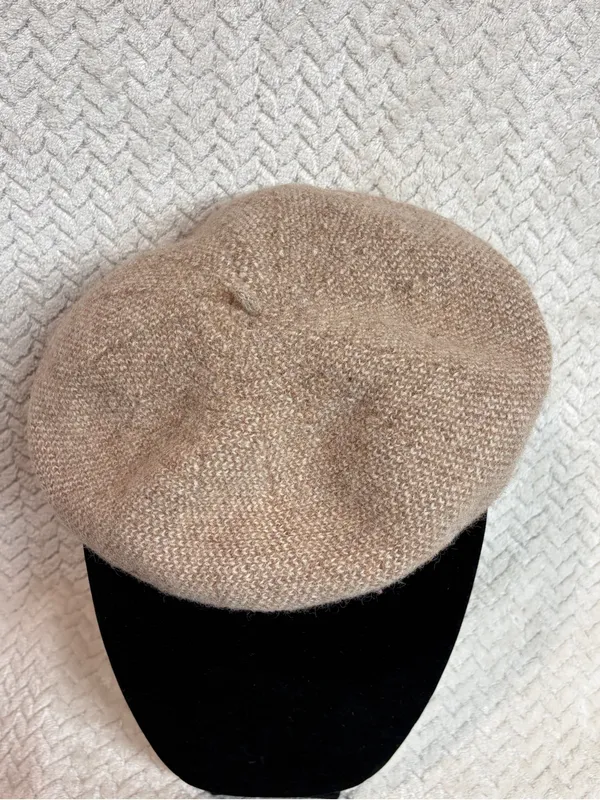 Zara Wool Beret Hat Tan Oatmeal Knit French Parisian Chic‎ Preppy Academic S-M⁠ - Image 2