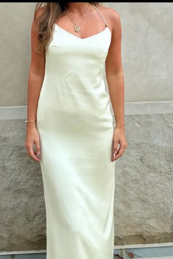 White Fox Amore Maxi Dress-Lemon - Image 3