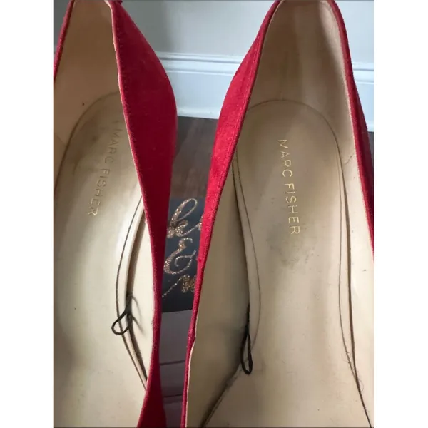 Marc Fisher Red Suede Pointed Toe Pumps - Image 5