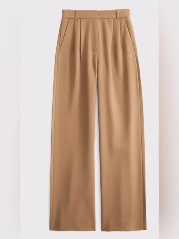 Abercrombie & Fitch High-Waist Wide Leg Pants in Camel Brown - Image 6