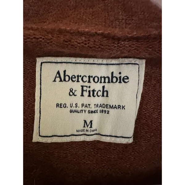 Vintage Abercrombie & Fitch Cardigan Size Medium Front Pockets‎ Rust Orange - Image 4