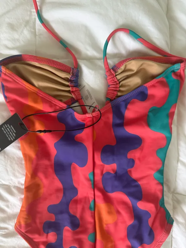 One Piece Swimsuit in Orange Purple Pink XS - Image 5