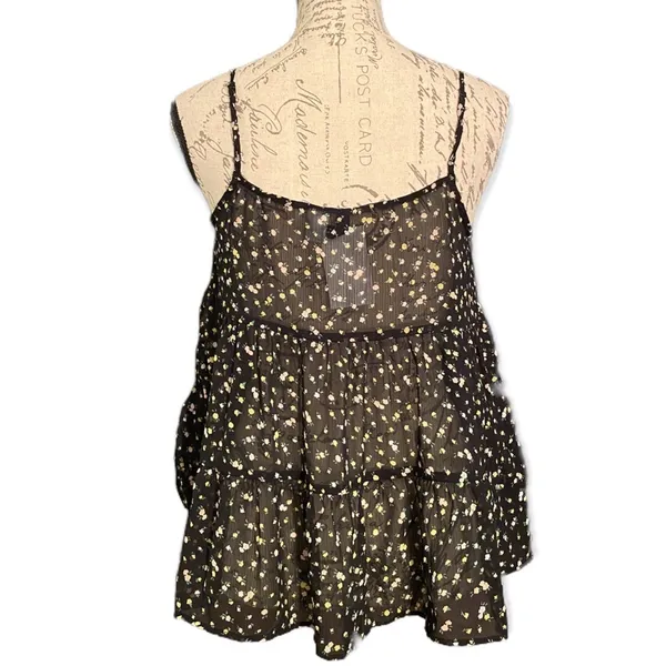 H&M Divided Semi Sheer Floral Babydoll Top Size Small - Image 2