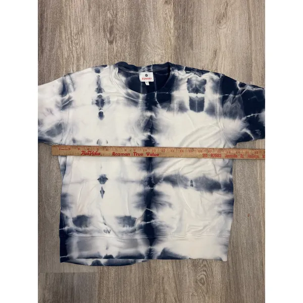 Sundry Womens Blue White Tie‎ Dye Modal Blend Pullover Sweatshirt Size 1 Small - Image 4