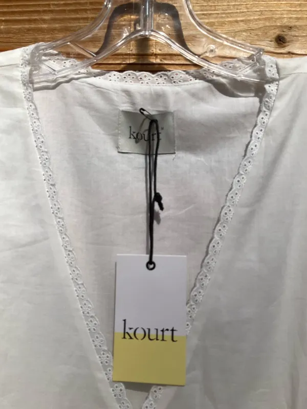 Kourt Few Moda Size M White Sonnet V neck Cotton Long Maxi Ankle Dress - Image 12