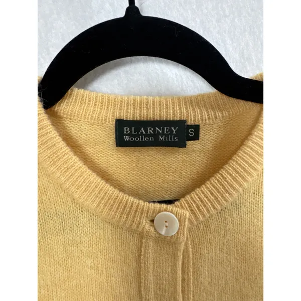 Blarney Woollen Mills Yellow Cable Knit Cardigan Sweater Made in Ireland‎ Small - Image 2