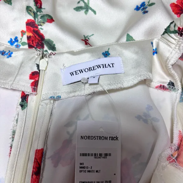 Weworewhat‎ Red Floral Satin Puff Sleeve Mini Dress Size 8 - Image 13