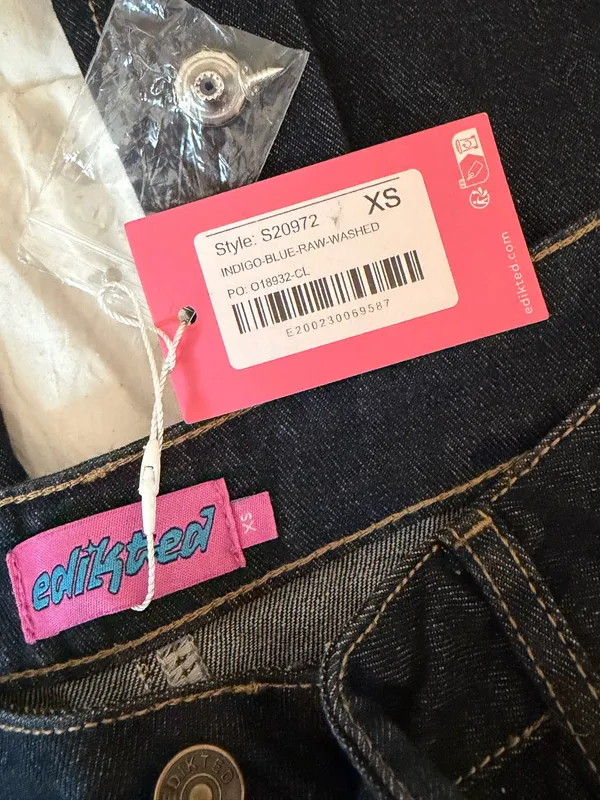 Edikted Dark Wash Wide Leg Cuffed Jeans NWT | XS - Image 2