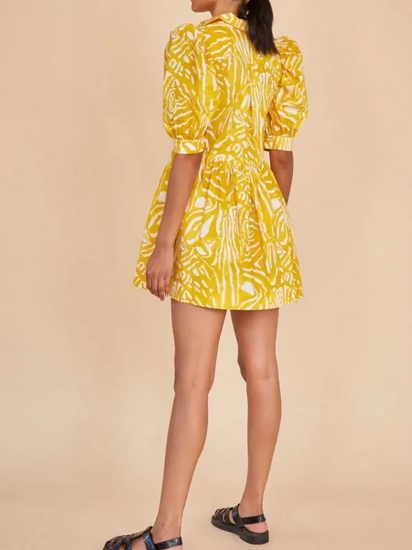 Hunter Bell McCauley Silk Mini Dress in Marigold Palms - Image 2