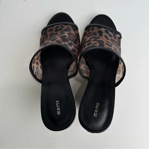 NWT Anthropologie Maeve Leopard Mesh Mule Heels Size 7 - Image 7