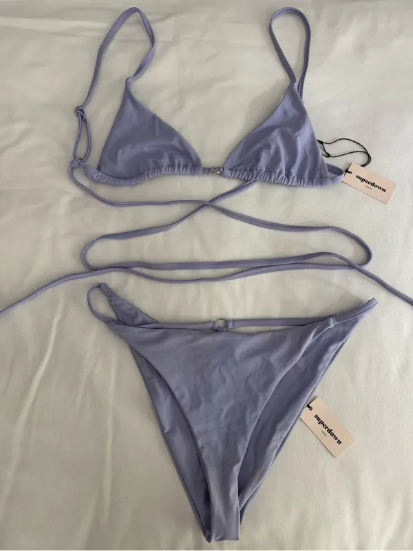 NEW Superdown Lavender Purple Mikayla Bikini Strappy Polewear size S - Image 2