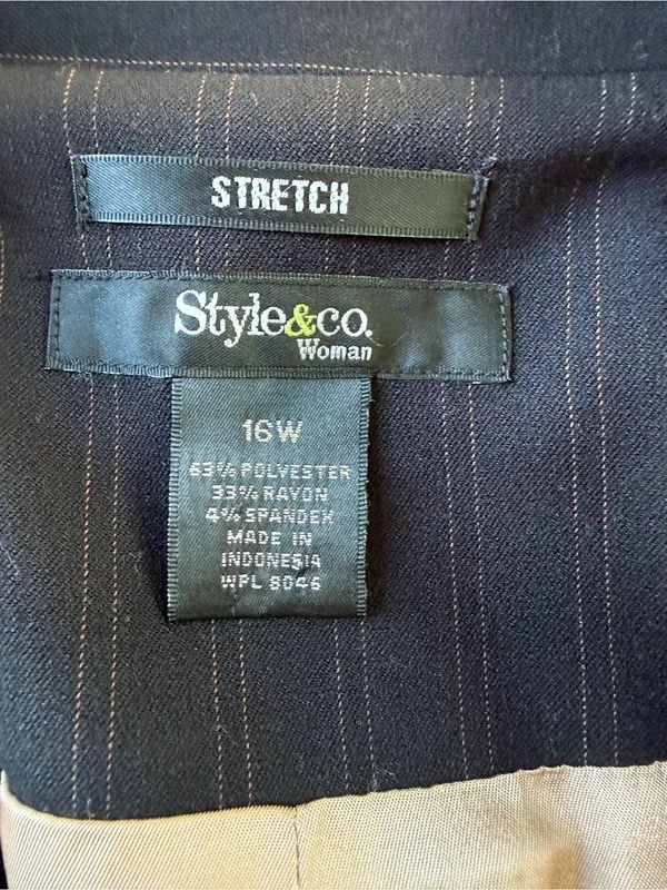 Style & Co. Navy Pinstripe Women's Blazer - Image 2