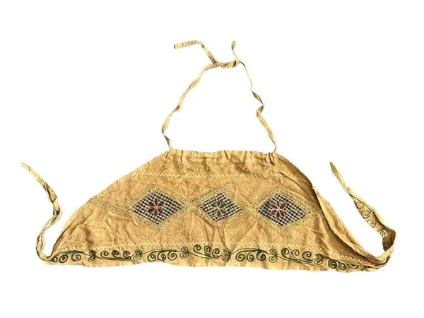 Embroidered Crop Top Wrap Skirt Set Mustard Boho Summer - Image 6
