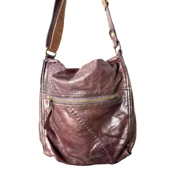 Lucky Brand Merlot Leather Distressed Foldover Boho Bohemian Western Crossbody - Image 3