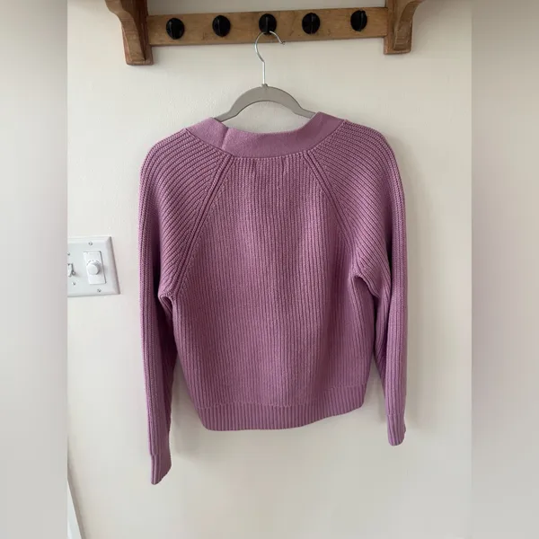 Old Navy XS Lilac Cotton Button Up Cardigan Sweater - Image 6