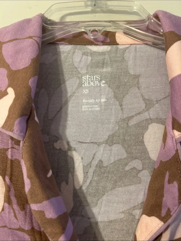 NWT stars above Brown and Lavender Floral Short Pajama Set XS - Image 3