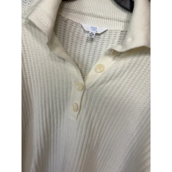 Time‎ And Tru Cream Ribbed Polo Sweater Size Xl - Image 3