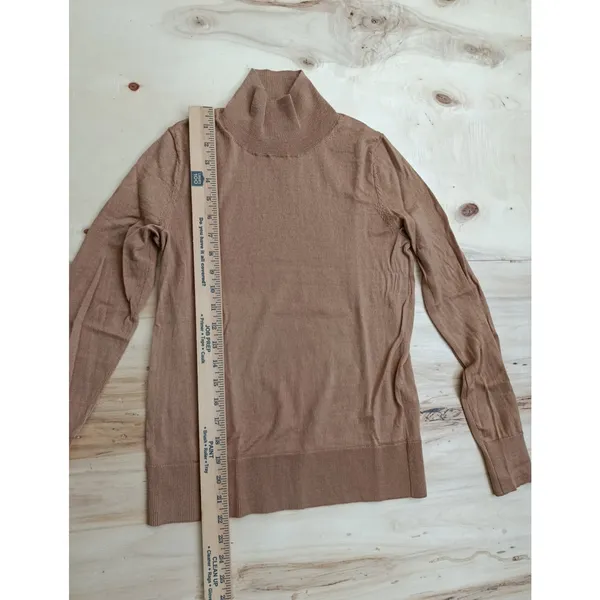 BANANA REPUBLIC 100% Merino Wool Womens XS Turtleneck Sweater Light Brown Camel - Image 10