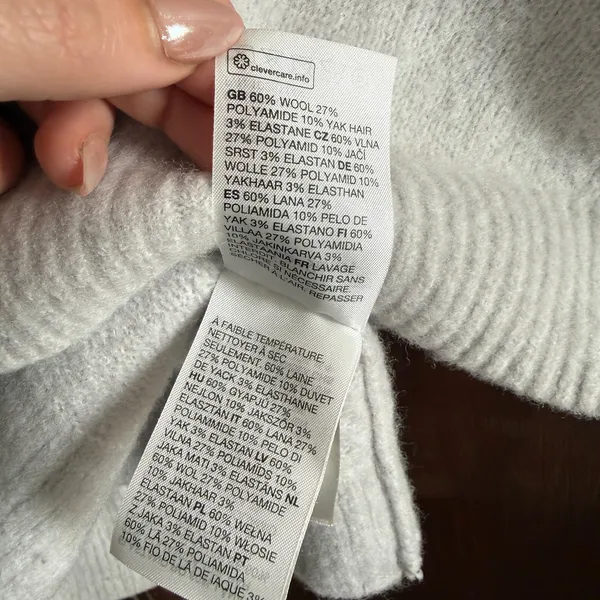 & Other Stories Light Gray Wool Blend Collared Cardigan Sweater Medium - Image 7