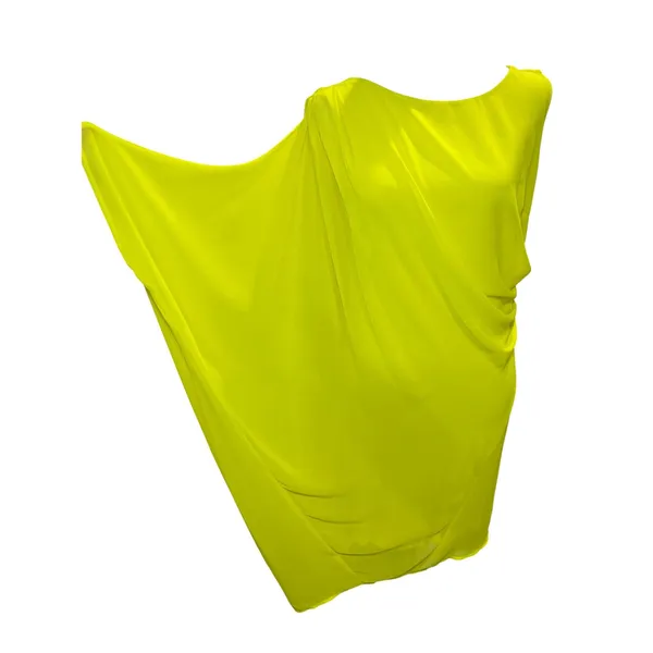 Bebe Neon Yellow Draped Bodycon Shift Dress Large Sleeveless Asymmetric Hem‎ - Image 2