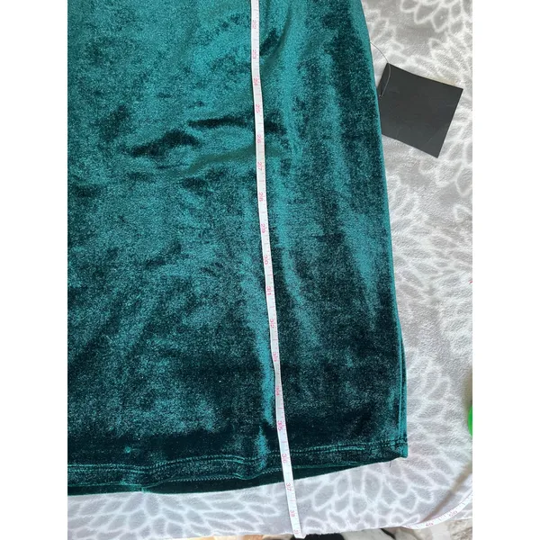 Lulus Velvet One Shoulder Dress XS Jewel Tone Emerald Green Pleated Cocktail NWT - Image 8