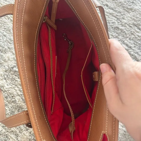 Dooney & Bourke Tan Logo Lock Tote HL640‎ Leather Purse - Image 7