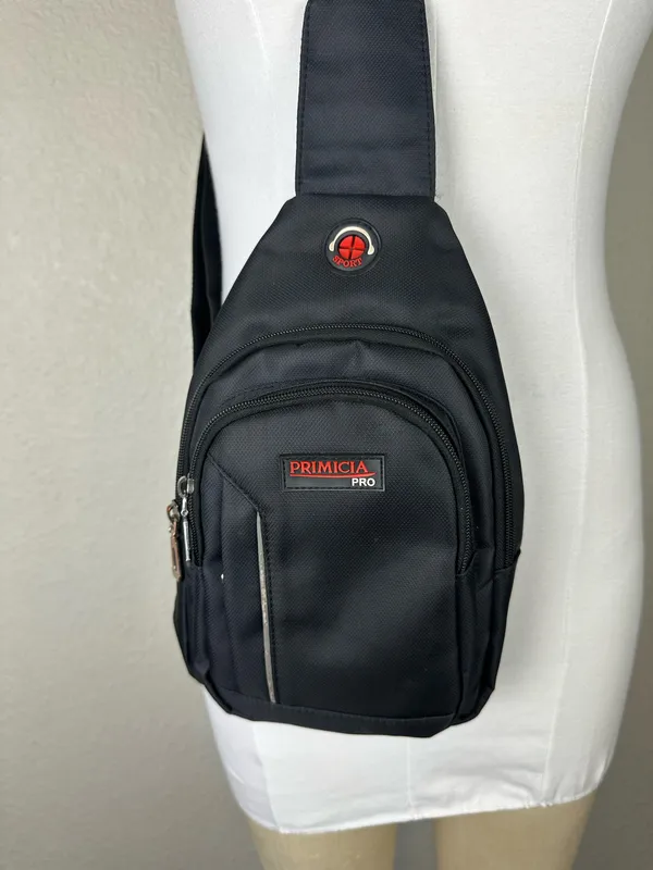 Cross Body Bag Unisex Black Nylon Backpack Adjustable Sports Primicia Pro - Image 2