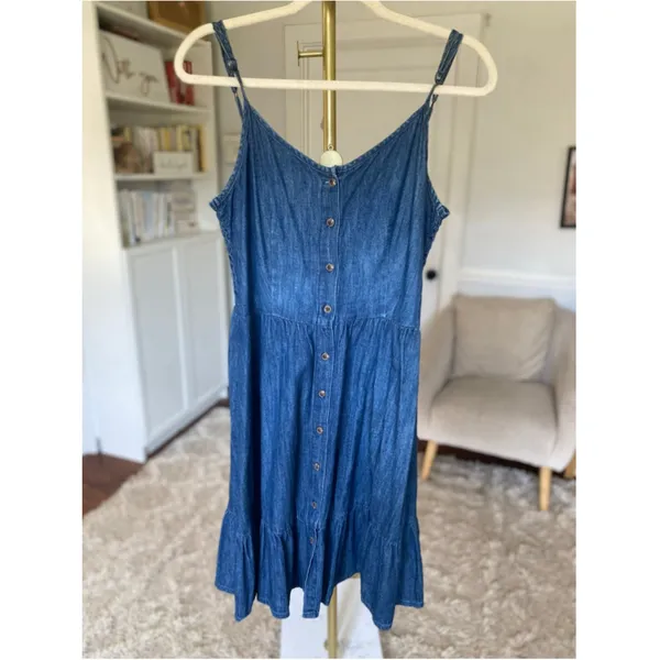 Universal Thread Chambray Mini Dress Denim Cottagecore Western Cowgirl Coquette‎ - Image 2