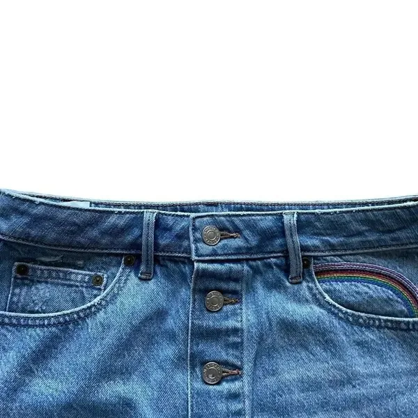 NWOT American Eagle Rainbow Button Down Blue A-Line Women’s Skirt SZ 6 #1314 - Image 3