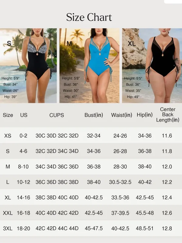 Popilush Plunge High Cut Adjustable Side Ties One-Piece Swimsuit Size L - Image 7